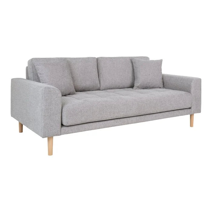 Lido 2,5-Sitzer-Sofa – 2,5-Sitzer-Sofa, hellgrau mit zwei Kissen und Beinen aus Naturholz