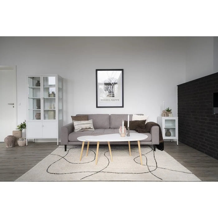 Lido 3-Sitzer-Sofa – 3-Sitzer-Sofa, Stein mit zwei Kissen und schwarzen Holzbeinen