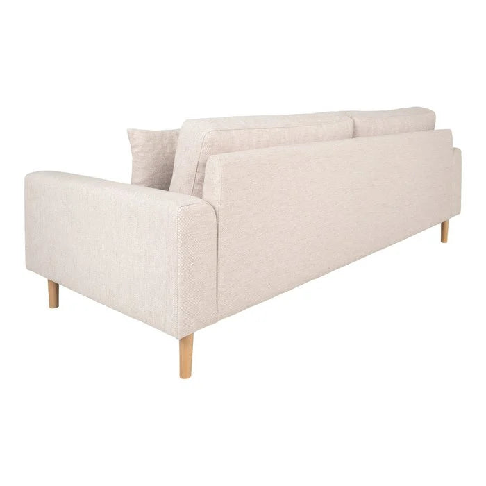 Lido 3-Sitzer-Sofa – 3-Sitzer-Sofa, Sand mit zwei Kissen und Beinen aus Naturholz