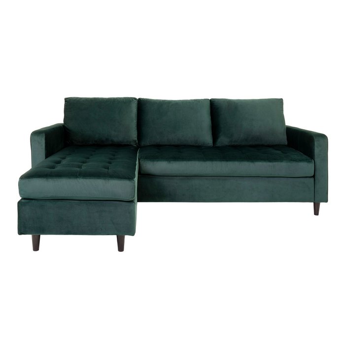 Firenze Lounge Sofa – Sofa aus Samt, dunkelgrün mit schwarzen Holzbeinen