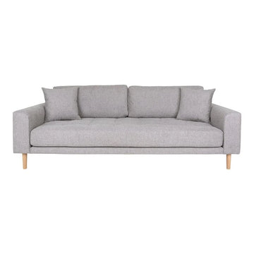 Lido 3-Sitzer-Sofa – 3-Sitzer-Sofa, hellgrau mit zwei Kissen und Beinen aus Naturholz